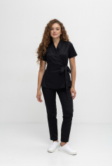 Женский медицинский костюм (черный / стрейч) "Мия"