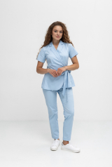 Женский медицинский костюм (голубой / стрейч) "Мия"