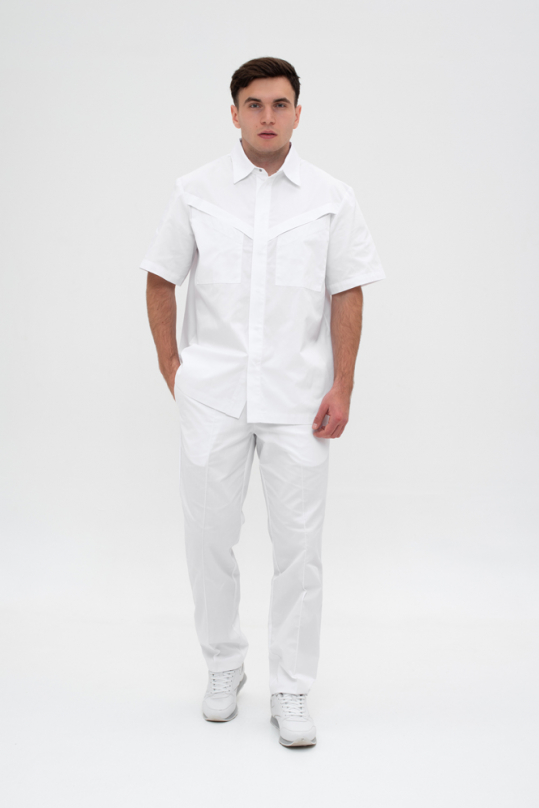 Чоловічий медичний костюм (білий) "Стефан"