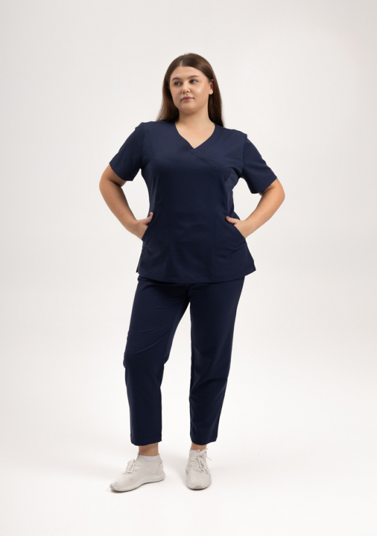 Женский медицинский костюм (премиум вискоза/синий) "Рада"