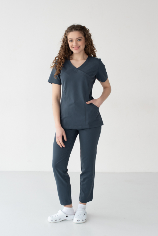 Женский медицинский костюм (премиум вискоза/графит) "Рада"
