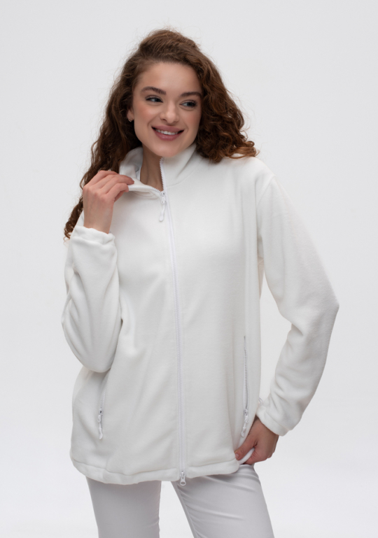Жіноча медична толстовка (молочна / фліс)