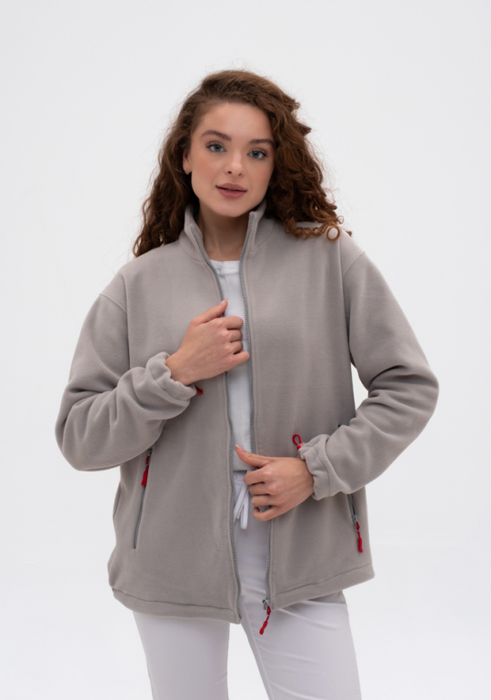 Жіноча медична толстовка (сіра / фліс)