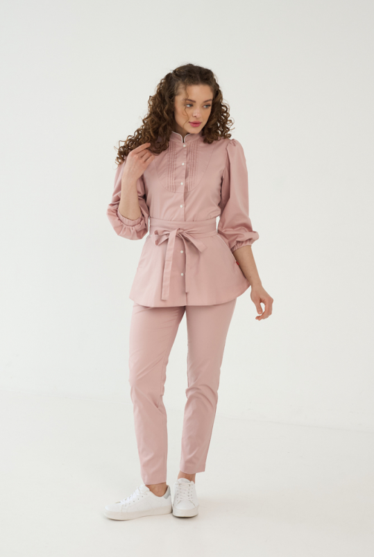 Жіночий медичний костюм ( пудра/ стрейч ) "Камілла"