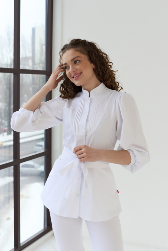 Жіночий медичний костюм ( білий/ стрейч ) "Камілла"