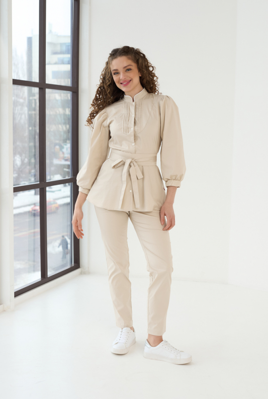 Жіночий медичний костюм ( крем /стрейч ) "Камілла"