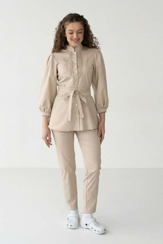 Жіночий медичний костюм ( крем /стрейч ) "Камілла"