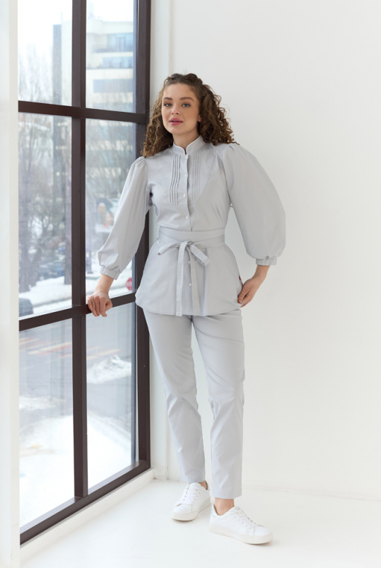 Жіночий медичний костюм ( сірий /стрейч ) "Камілла"