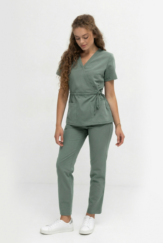 Женский медицинский костюм (стрейч/полынь) "Лора"