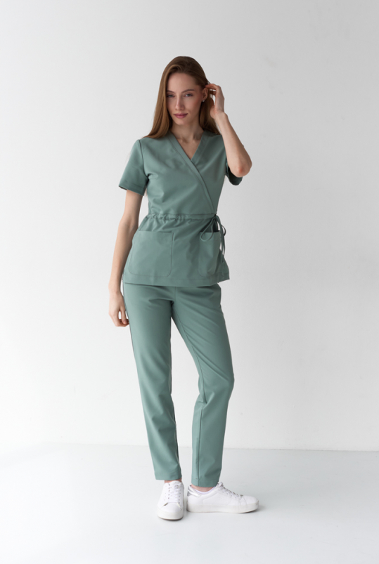 Женский медицинский костюм (стрейч/полынь) "Лора"