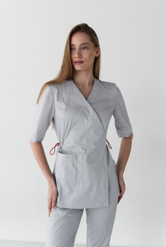 Женский медицинский костюм (стрейч/серый) "Миранда"