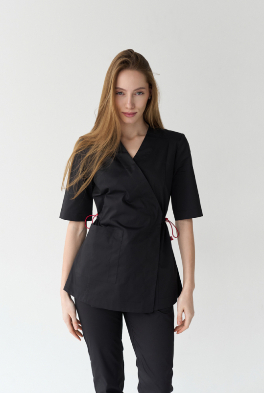 Жіночий медичний костюм (стрейч/чорний) "Міранда"
